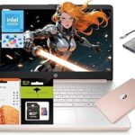 HP 14 Laptop, Quad-Core (Beat i3) 8GB RAM 256GB Storage(128GB UFS + 128GB SD Card) 1-Year Office 365 Copilot AI Computer for Student Study Back to School Win11 w/GM Accessory
