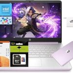 HP 14" Laptop, Quad-Core Processor(Beat i3), 4GB RAM 256GB Storage (128GB UFS+128GB SD Card), 1-Year Office 365 Copilot AI Wi-Fi 6 Win11 Computer for Business Work Creator Student Study W/Accessory