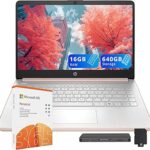 HP Stream 14" HD Laptop, Intel Processor N150, 16GB RAM, 640GB Storage(128GB UFS+512GB Docking Station Set), Intel Graphics, Webcam, Wi-Fi 6, 1 Year Office 365, Copilot, Fast Charge, Win 11, Gold