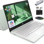 HP 14" Laptop 2025 Business Student Slim Computer, Lifetime MS Office, Copilot AI, Quad-Core Intel CPU, 16GB RAM, 628GB Storage (128GB UFS+500GB Ext), MarxsolAccessory, Wi-Fi 6, Win 11 Pro, Green