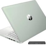 HP 14-inch Ultra Light Laptop W/1 Year Office 365&AI-Copilot, Intel Processor N150, 16GB RAM, 416GB Storage (128GB UFS + 288GB Docking Set), HD Camera, Long Battery Life, Wi-Fi 6, Win 11s, Green