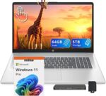 HP 17.3" HD+ Touchscreen Laptop, Intel Ultra 7 255U, 64GB DDR5, 5TB Storage (4TB SSD+1TB Docking Station), ‎Intel Graphics, Backlit Keyboard, Num Pad, Webcam, Wi-Fi 6, Win 11 Pro, Moonlight Blue