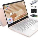 HP 14" Laptop 2025 Business Student Slim Computer, Lifetime MS Office, Copilot AI, Quad-Core Intel CPU, 16GB RAM, 628GB Storage (128GB UFS+500GB Ext), MarxsolAccessory, Wi-Fi 6, Win 11 Pro, Rose Gold