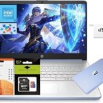 HP 14" Laptop, Quad-Core Processor(Beat i3), 4GB RAM 256GB Storage (128GB UFS+128GB SD Card), 1-Year Office 365 Copilot AI Wi-Fi 6 Win11 Computer for Business Creator Work Student Study W/Accessory