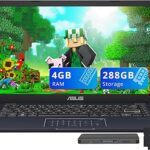 ASUS Vivobook Go 14" FHD Business Laptop, Intel Celeron N4500, 4GB RAM, 288GB Storage (128GB eMMC + 160GB Docking Station Set), Intel UHD Graphics, Number Pad, HD Webcam, Wi-Fi, Windows 11, Star Black