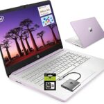 HP 14 Student-Laptop Back to School, Quad-Core Processor (Beat i3) 8GB RAM 256GB Storage(128GB UFS + 128GB SD Card) Laptops for Student with 1-Year Office 365 Copilot AI Win11,Honey Lavender