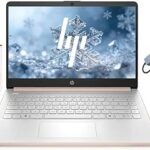 HP 14" Business Laptop, 1-Year Office 365 with Copilot AI, 8GB RAM 576GB Storage (64GB SSD+512GB SD Card), Dual-Core Intel Processor, Windows 11, PLUSERA 8-in-1 Hub Included, Rose Gold