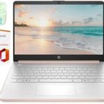 HP 14" Business Laptop, 1-Year Microsoft Office 365 with Copilot AI, 16GB RAM 1.1TB Storage (1TB SSD+64GB eMMC), Dual-Core Intel Processor, Win 11, PLUSERA Earphones, Rose Gold–Best Value