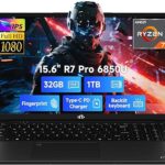 NIMO 15.6" Light-Gaming-Laptop, 8 Cores AMD Ryzen 7 Pro 6850U 32GB RAM 1TB SSD (Beat i7-1360P Up to 4.7GHz) Radeon 680M 100W Fast PD FHD Backlit Keyboard for Content Creators & Student 2-Yr Warranty