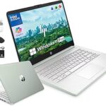 HP 14" Laptop Computer for 2026 Student Business Productivity, MS Office & Win 11 Pro, Copilot AI, Intel 4-Core CPU, 4GB DDR5 RAM, 628GB Storage (128GB UFS+500GB Ext), Wi-Fi 6, HubxcelAddon, Green