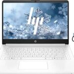 HP 14" Business Laptop, 1-Year Office 365 with Copilot AI, Dual-Core Intel Processor, Windows 11, PLUSERA 8-in-1 Hub Included, Snowflake White (Snowflake White, 16GB RAM | 576GB Storage)
