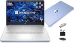 HP 14” Laptop Ultra-Portable Computer 2026 Student Business, MS Office, Copilot AI, Intel 4-Core CPU, 4GB RAM, 628GB Storage (128GB UFS+500GB Ext), Long Battery, MaxsolAccessory, Win 11 Pro, Sky Blue