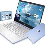 HP 14” Ultra Light Thin Laptop Computer 2026 Premium, MS Office, Copilot AI, 4-Core Intel CPU, 4GB DDR5 RAM, 628GB Storage (128GB UFS+500GB Ext), Long Battery, MarxsolAccessory, Win 11 Pro, Sky Blue