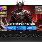 NIMO 17.3" Gaming-Laptop, AMD Ryzen 7 8745HS (Up to 4.9GHz Beat R9 7940HS) 32GB RAM 1TB SSD Radeon 780M, USB 4.0 FHD PC for AI Multitasking & Remote Video Creators Streaming 2-Yr Warranty