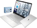 HP 14” Ultra Light Thin Laptop Computer 2026 Premium, MS Office, Copilot AI, 4-Core Intel CPU, 4GB DDR5 RAM, 628GB Storage (128GB UFS+500GB Ext), Long Battery, MarxsolAccessory, Win 11 Pro, Silver