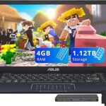 ASUS Vivobook Go 14" FHD Business Laptop, Intel Celeron N4500, 4GB RAM, 1.12TB Storage (128GB eMMC + 1TB Docking Station Set), Intel UHD Graphics, Number Pad, HD Webcam, Wi-Fi, Windows 11, Star Black