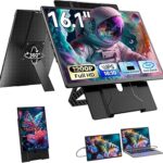 Blackview 16.1" Portable Monitor for Laptop, 1200P FHD Laptop Screen Extender, 360° Rotating Detachable Magnetic Stand, Plug & Play with HDMI/USB-A/Type-C, Extra Monitor for Windows/Mac/Linux/Android