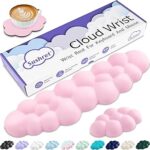 Sushret Cloud Wrist Rest Keyboard, Cloud Keyboard Wrist Pad Set with PU Leather Memory Foam, Cute Arm Rest for Palm Support, PC/Gaming Desk Accessories/Office Setup/Computer Hand Cushion - Pink