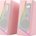 Redragon GS520 RGB Desktop Speakers, 2.0 Channel PC Computer Stereo Speaker with 6 Colorful LED Modes, Enhanced Sound and Easy-Access Volume Control, USB Powered w/ 3.5mm Cable, Pink
