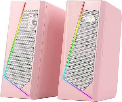 Redragon GS520 RGB Desktop Speakers, 2.0 Channel PC Computer Stereo Speaker with 6 Colorful LED Modes, Enhanced Sound and Easy-Access Volume Control, USB Powered w/ 3.5mm Cable, Pink Redragon GS520 RGB Desktop Speakers, 2.0 Channel PC Computer Stereo Speaker with 6 Colorful LED Modes, Enhanced Sound and Easy-Access Volume Control, USB Powered w/ 3.5mm Cable, Pink - Image 1