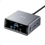Anker Prime Charging Station, 250W 6-Port GaN USB C Charger, 2.26" LCD Smart Display Control, Compatible with iPhone, Galaxy, MacBook, Dell for Home Office, Gaming Desk Accessories