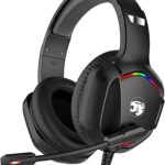 Gaming Headset with Microphone for Pc, Xbox One Series X/s, Ps4, Ps5, Switch, Stereo Wired Noise Cancelling Over-Ear Headphones with Mic, RGB, for Computer, Laptop, Mac, Nintendo (Black)