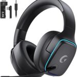 Gvyugke 2.4GHz Wireless Gaming Headsets for PS5, PS4, PC, Switch - Bluetooth 5.3 Gaming Headphones with Noise Canceling Mic, 7.1 Surround Sound, 70H Battery, Blue Lighting - Matte Black