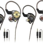 Wired Gaming Earbuds 2 Pack, Ak3file in Ear Monitors, Deep Bass Sound Wired Earbuds, HiFi in Ear Headphones with 1DD 10mm Dynamic Driver, IEM for Music Gaming Video Calling (Black+Black)