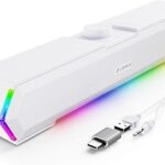 LENRUE G11 Computer Speakers for Desktop, Touch Lights PC Speakers with Surge Clear Sound, USB C/USB Powered for Computer Desktop PC Laptop Monitor (White)