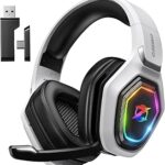 Ozeino 2.4GHz Wireless Gaming Headset for PC, Ps5, Ps4 - Lossless Audio USB & Type-C Ultra Stable Gaming Headphones with Flip Microphone, 40-Hr Battery Gamer Headset for Switch, Laptop, Mobile, Mac