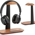 UPERGO Walnut Headphone Stand, Wood Headset Stand for Desk, Universal Headphone Holder with Storage Base for Gaming, Airpod max, Bose,Razer