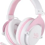 USOTSO MPOWER Stereo Gaming Headset for PS4, PC, Mobile, Noise Cancelling Over Ear Headphones with Retractable Flexible Mic & Soft Memory Earmuffs for Laptop Mac Games-Angel Edition