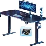 FLEXISPOT E6G CyberX 63 Inch RGB LED Electric Gaming Standing Desk, Dual Motor 3-Stage Adjustable Desk up to 352 lbs, Large Ergonomic Computer Workstation for Gamers, Streamers & Home Studios (Black)
