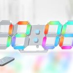 KOSUMOSU Wall Clock Neon Digital Clock 3D LED Desk Clock Large Display 9.7" RGB Clock Alarm Clock for Bedroom Living Room,Remote,Brightness Dimming, Date,Temp