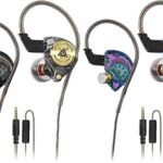 Wired Gaming Earbuds 2Pack, Ak3file in Ear Monitors, Deep Bass Sound Wired Earbuds, HiFi in Ear Headphones with 1DD 10mm Dynamic Driver, IEM for Music Gaming Video Calling (Black+Purple)