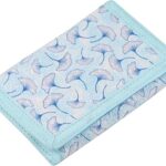 RFID Kids Wallet for Girls & Toddlers - Cute & Glittery Rainbow Design with Coin Pocket & Magic Sticker - Blue Ginkgo Leaf