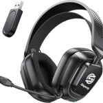 2.4GHz Wireless Gaming Headset for PC, PS5, PS4, Switch & Mac, Bluetooth Headset with Noise Canceling Microphone, Low-Latency Stereo Audio, 50mm Drivers, Up to 50H Battery, Lunar Black