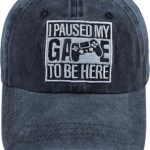 I Paused My Game to Be Here Hat for Men Women, Funny Adjustable Cotton Embroidered Gamer Baseball Cap