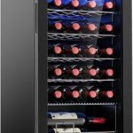 EUHOMY 25 bottle Wine Cooler Refrigerator, Freestanding Compressor Wine Fridge with Adjustable Temperature and Digital Control, Mini Fridge with Glass Door for Red White Wine, Beer, Black