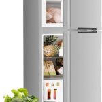 Antarctic Star Compact Refrigerator with Freezer,2 Door Mini Fridge,Adjustable Shelf,Adjustable Thermostat,for Bedroom,Office,Dorm,Kitchen,3.2 Cu.Ft.GREY