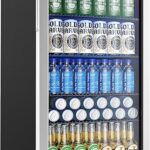 EUHOMY Mini Fridge 130 Can Beverage Refrigerator Cooler Glass Door for Soda Wine Beer, Beverage Cooler for Home, Bar, Office with Digital Temperature Control Adjustable Shelves, 3.2 Cu.Ft, Silver