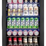 Feelfunn 3.2 Cu.Ft Mini Fridge with Glass Door - 126 Can Beverage Refrigerator Cooler for Drink Beer Wine Soda, Small Fridge for Bedroom Office Bar Dorm, 4 Adjustable Shelves, Black