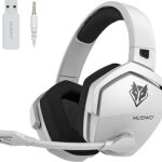 NUBWO Wireless Gaming Headset with Mic for Ps5 Ps4 PC, Zero Interference, 100-Hour Battery All-Day Play, 23ms Sync​ for Fortnite & Call of Duty/FPS Gamers, Triple Mode All Devices Compatible - White