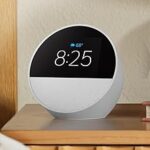 Amazon Echo Spot (newest model), Great for nightstands, offices and kitchens, Smart alarm clock, Designed for Alexa+, Glacier White