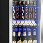 Manastin Beverage Refrigerator Cooler-Mini Fridge Freestanding Cooler with Glass Door, Adjustable Shelves & Digital Temperature Display for Soda, Wine or Beer (Silver, 3.2 Cu.Ft)