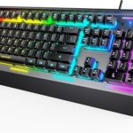 TECKNET Wired Gaming Keyboard, USB Wired Computer Keyboard, 15-Zone RGB Illumination, IP32 Water Resistance, 25 Anti-ghosting Keys, All-Metal Panel (Whisper Quiet Design)