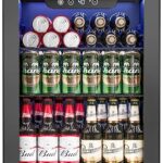 Feelfunn 1.7 Cu.Ft Beverage Refrigerator Cooler - 68 Can Mini Fridge Glass Door for Drink Soda Beer Wine - Small Refrigerator for Bedroom Office Home Dorm Bar, Black