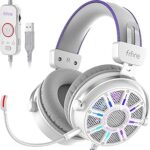 FIFINE Open Back Gaming Headset with 7.1 Surround Sound, Flowing RGB, USB Control Box, Soft Ear Pads, Wired Headset with Noise canceling Mic for PC, PS5, PS4, Laptop, Mac - H19WP
