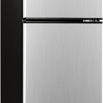 OSTBA Mini Fridge with Freezer - 3.2 Cu.ft 2-Door Upright Freezer, Compact Refrigerator with 2 Removable Shelves 7 Level Adjustable Thermostat, Removable Shelves for Bedroom Office Apartment, Silver
