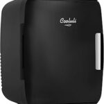 Cooluli Mini Fridge for Bedroom - Car, Office Desk & Dorm Room - Portable 4L/6 Can Electric Plug In Cooler & Warmer for Food, Drinks, Skincare Beauty & Makeup - 12v AC/DC & Exclusive USB Option, Black